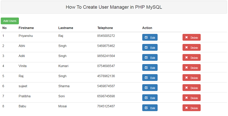How To Create User Manager in PHP MySQL