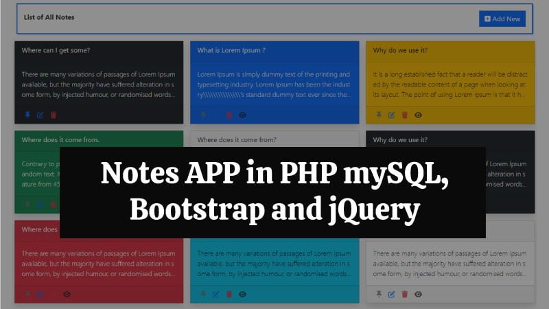 Notes Manager in PHP MySQL